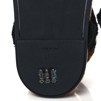 Fendi Shearling FF Fendi Feel Sandals 40 Tobacco Black 6 of 7