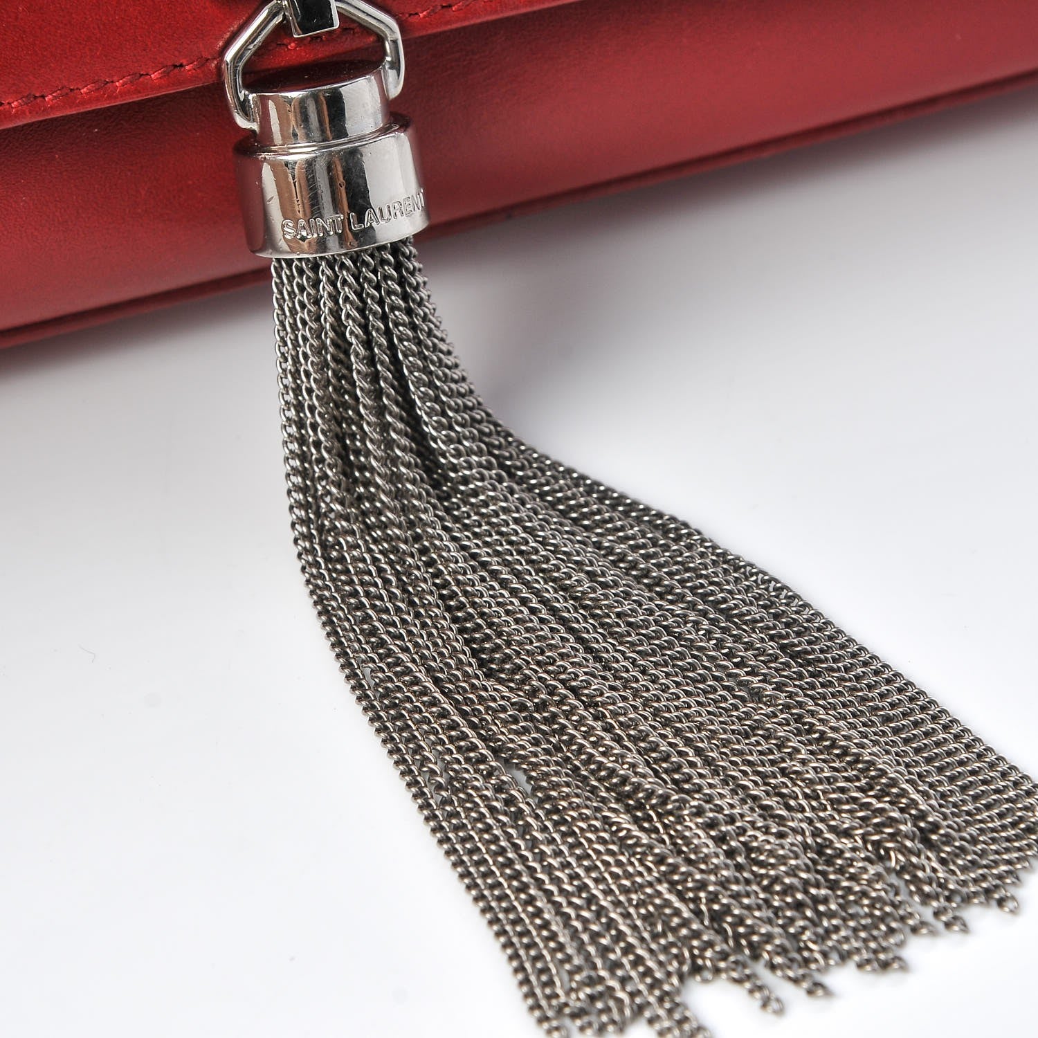 Saint Laurent Calfskin Small Classic Monogram Kate Tassel Satchel Red 12 of 14