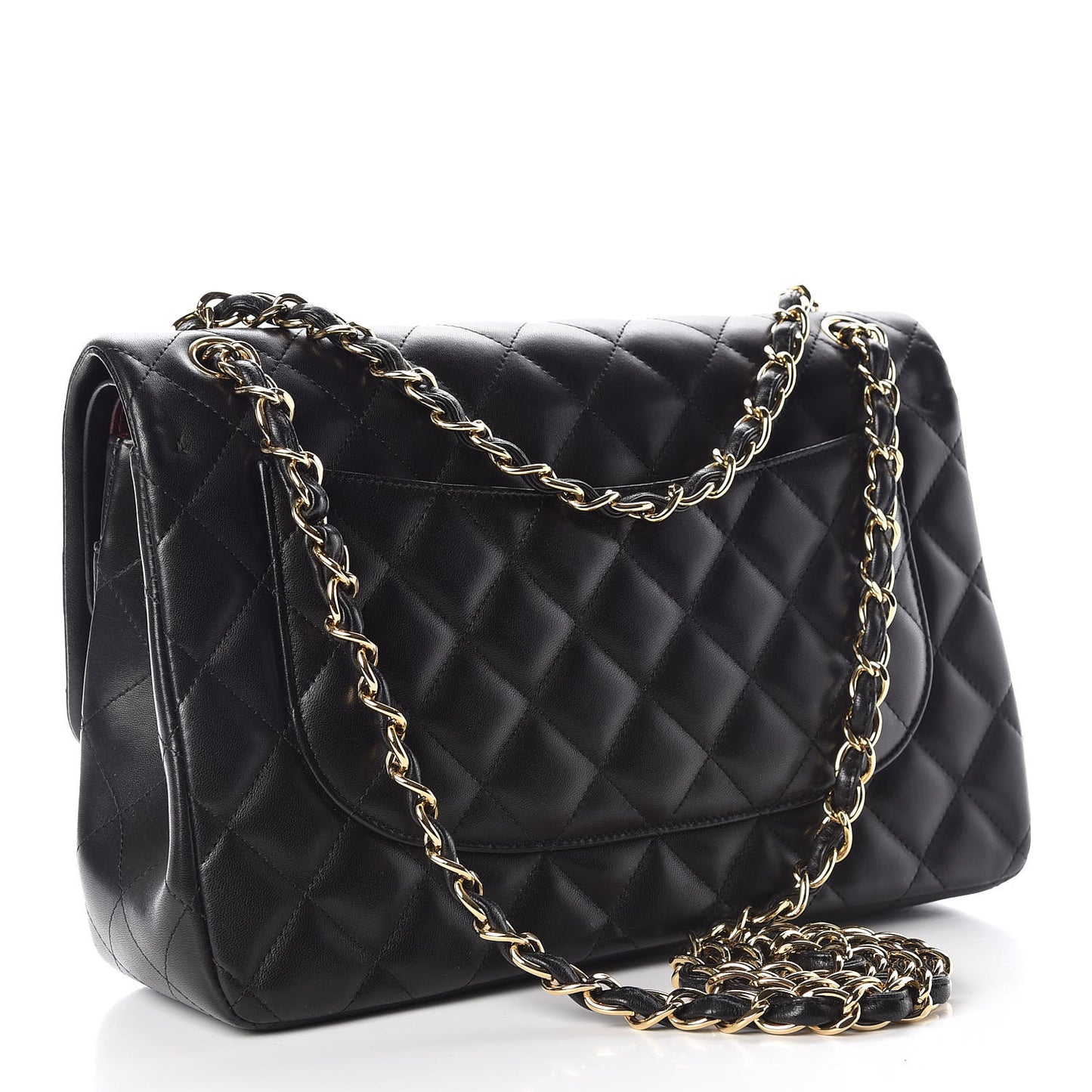 Lambskin Quilted Jumbo Double Flap Black