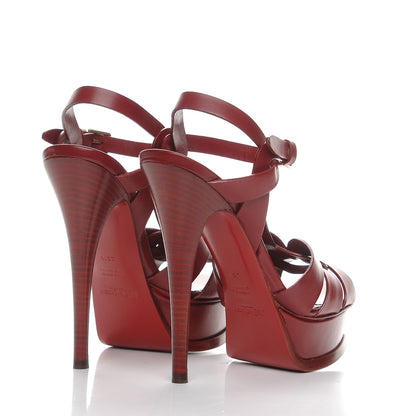 Saint Laurent Calfskin Tribute 105 Platform Sandals 35.5 Deep Red 4 of 6