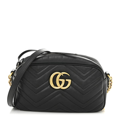 Gucci Calfskin Matelasse Small GG Marmont Chain Shoulder Bag Black 1 of 10