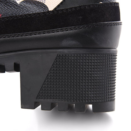 Louis Vuitton Suede Calfskin Damier Azur Overcloud Platform Desert Boots 36.5 Black 9 of 10