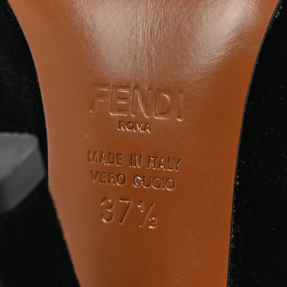 Fendi Stretch Fabric Knit Suede Sock Booties 37.5 Grey Black 6 of 9