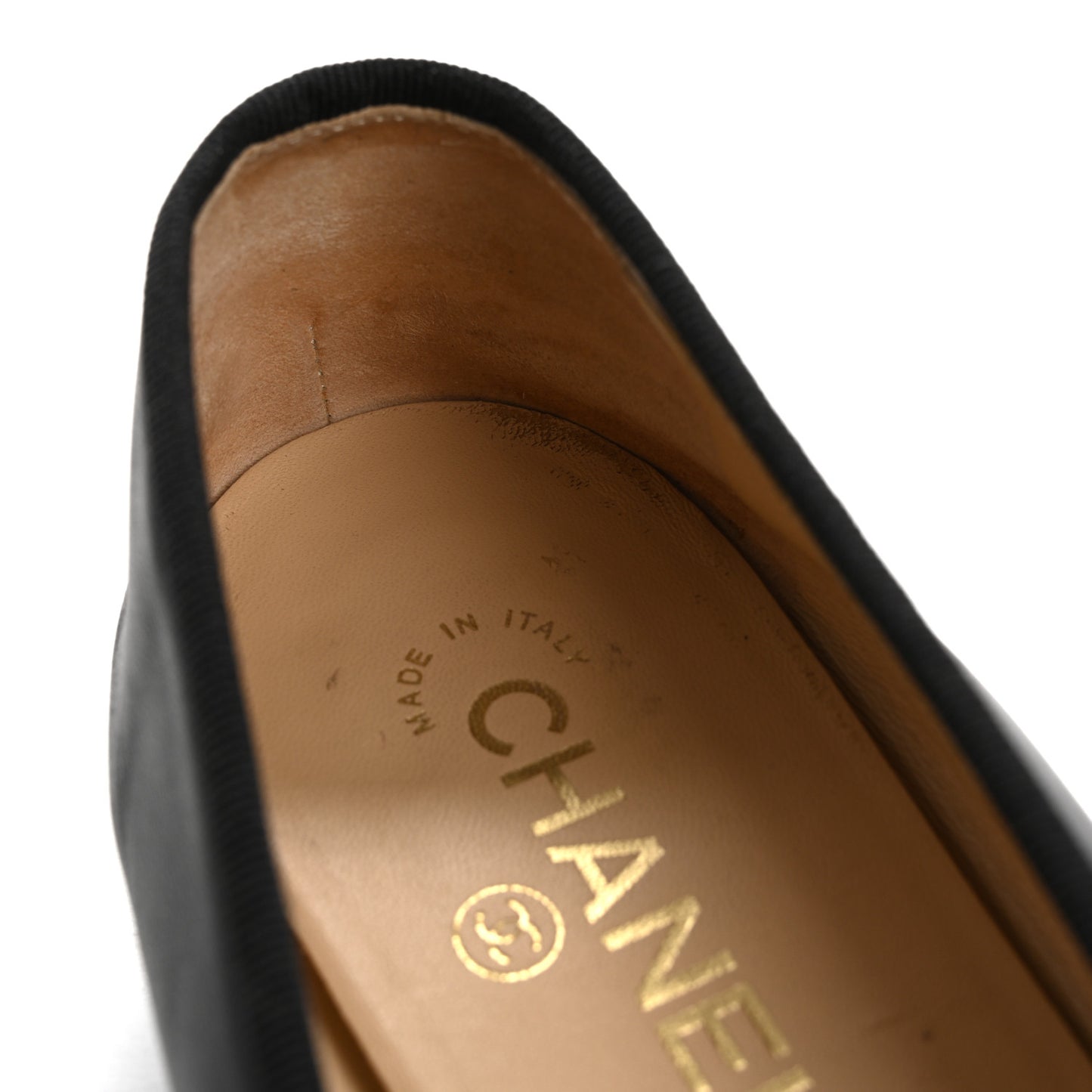 Lambskin Patent Cap Toe Ballerina Flats 39 Black