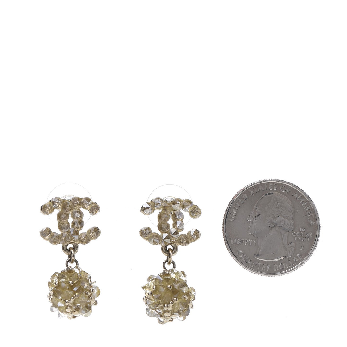 Crystal CC Dangle Earrings Gold
