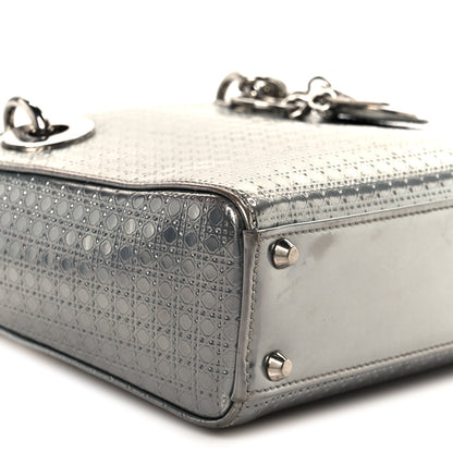 Christian Dior Metallic Patent Micro-Cannage Mini Lady Dior Silver 9 of 10
