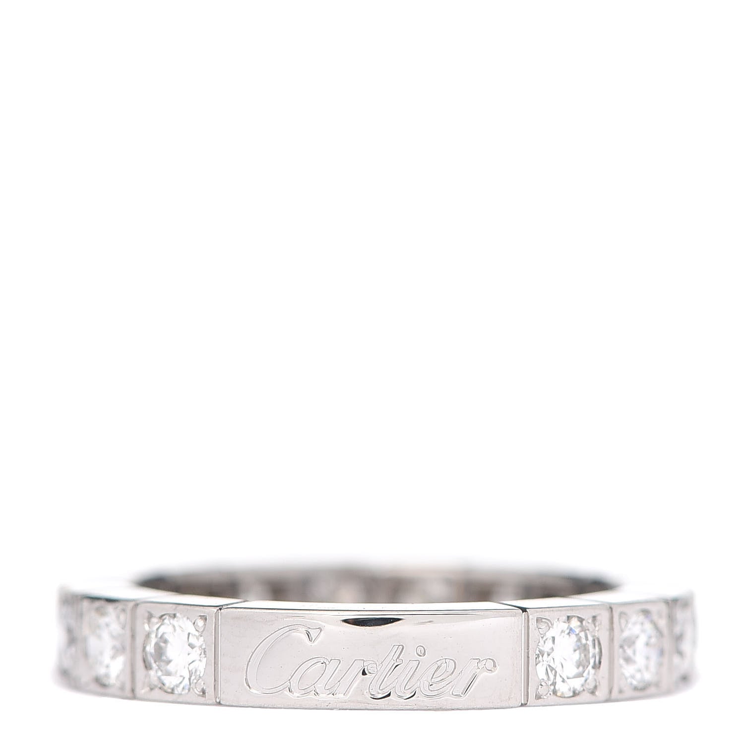 Cartier 18K White Gold Diamond 3mm Lanieres Ring 47 4 3 of 5