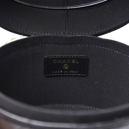 Chanel Lambskin Quilted Round Vanity Case With Chain Black 5 of 10