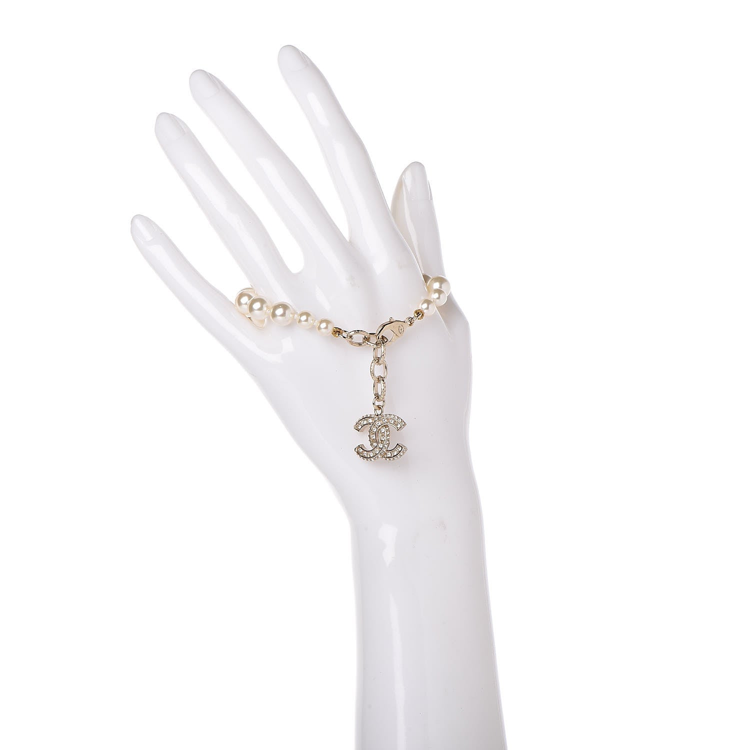 Chanel Pearl Crystal CC Bracelet Gold 2 of 4