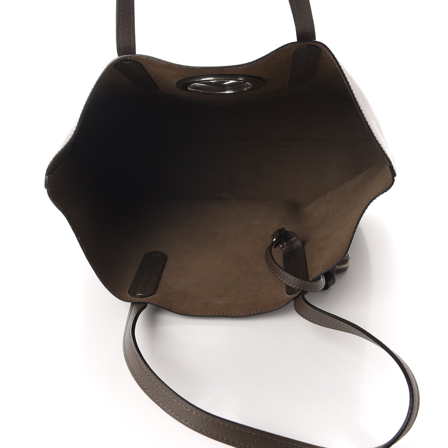 Vitello Vienna Enamel F is Fendi Shopping Tote Carbone Tobacco