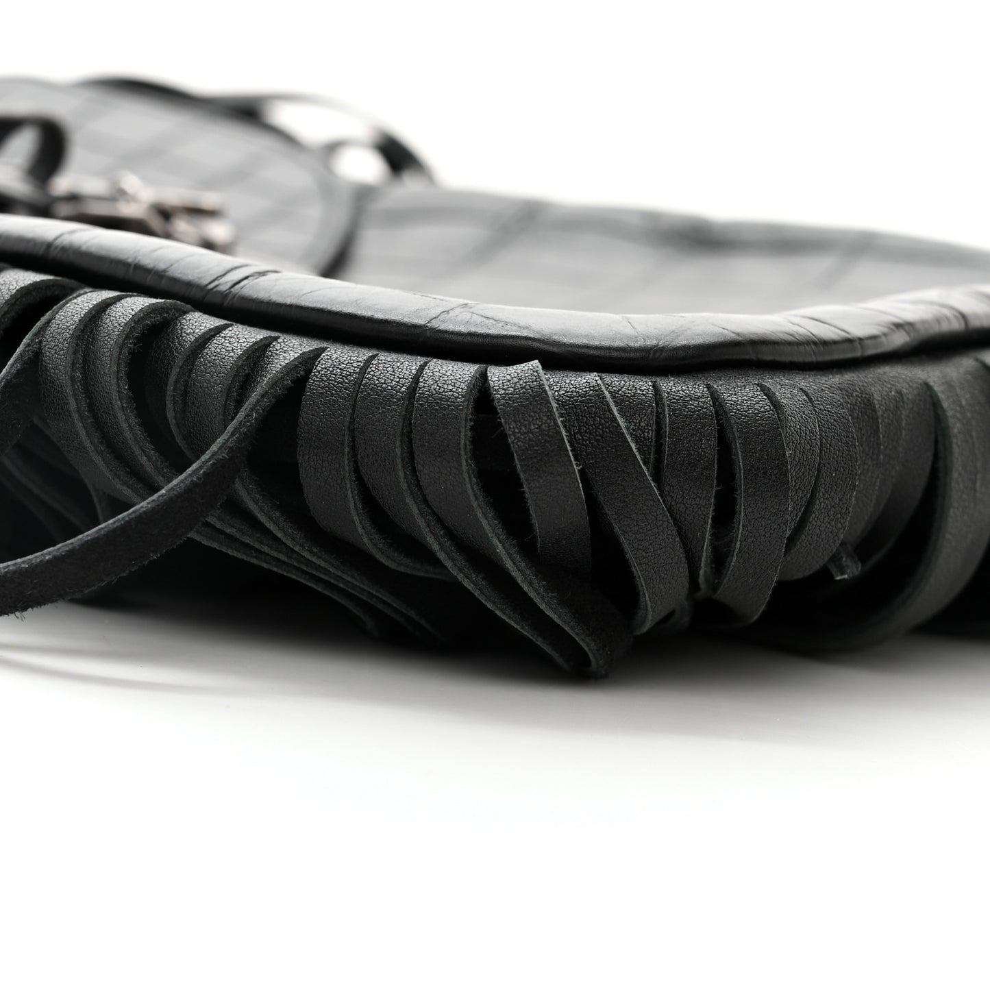 Calfskin Crocodile Embossed Anita Tassed Crossbody Bag Black