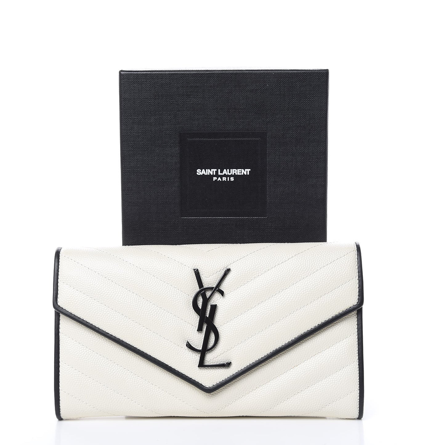 Grain De Poudre Matelasse Chevron Monogram Flap Wallet Porcellana Black
