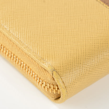 Prada Saffiano Metal Bi-Color Zip Around Wallet Caramel Ananas 13 of 14