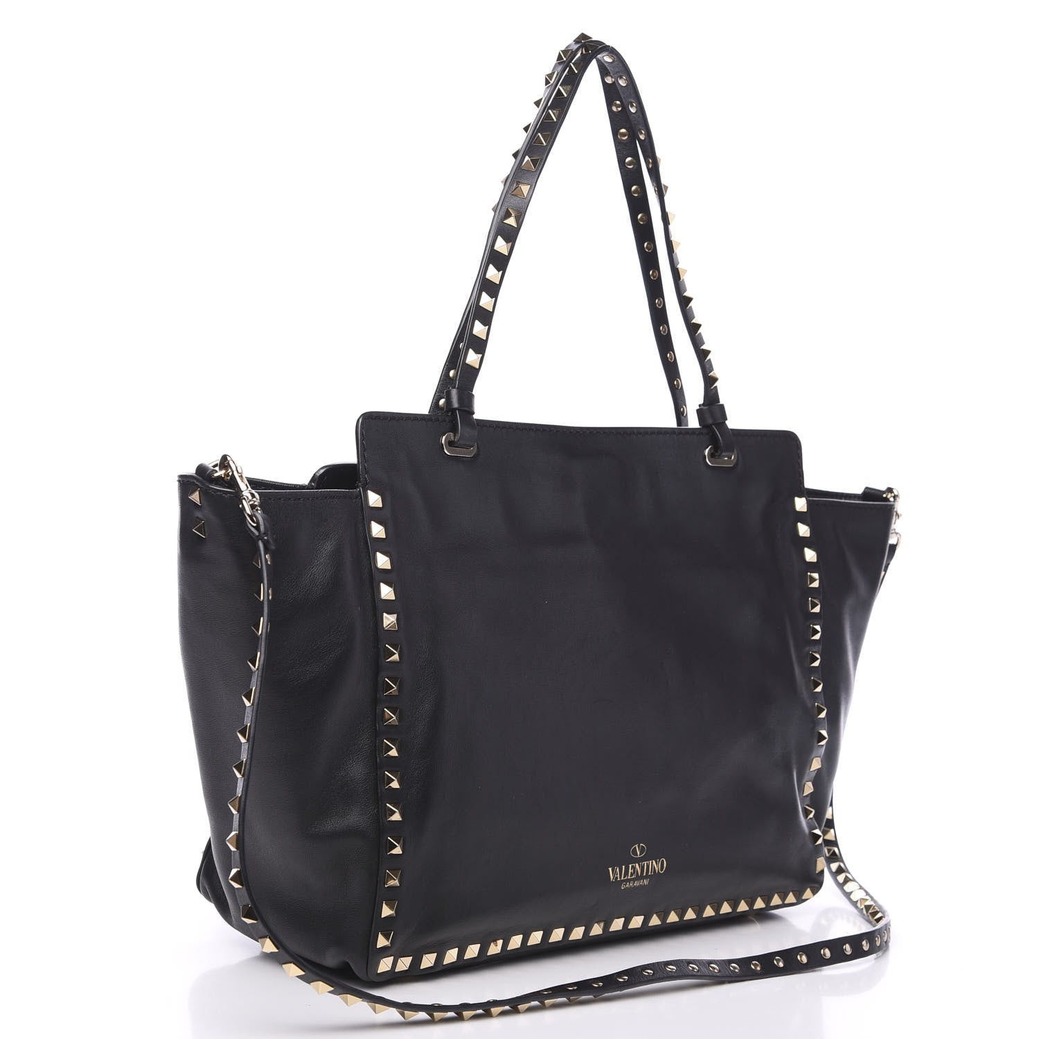 Valentino Garavani Vitello Medium Rockstud Tote Black 2 of 12