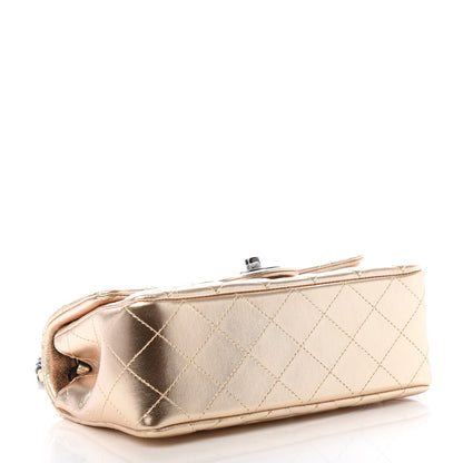 Chanel Metallic Lambskin Quilted Mini Rectangular Flap Gold Black 4 of 11