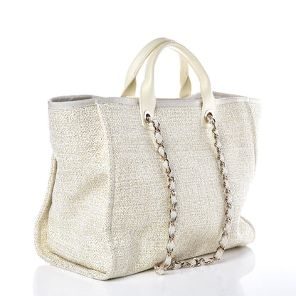 Chanel Canvas Large Deauville Tote Ivory 2 of 9