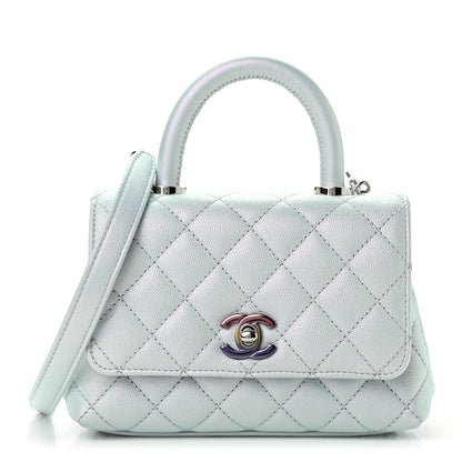 Chanel Iridescent Caviar Quilted Extra Mini Coco Handle Flap Light Blue 1 of 12
