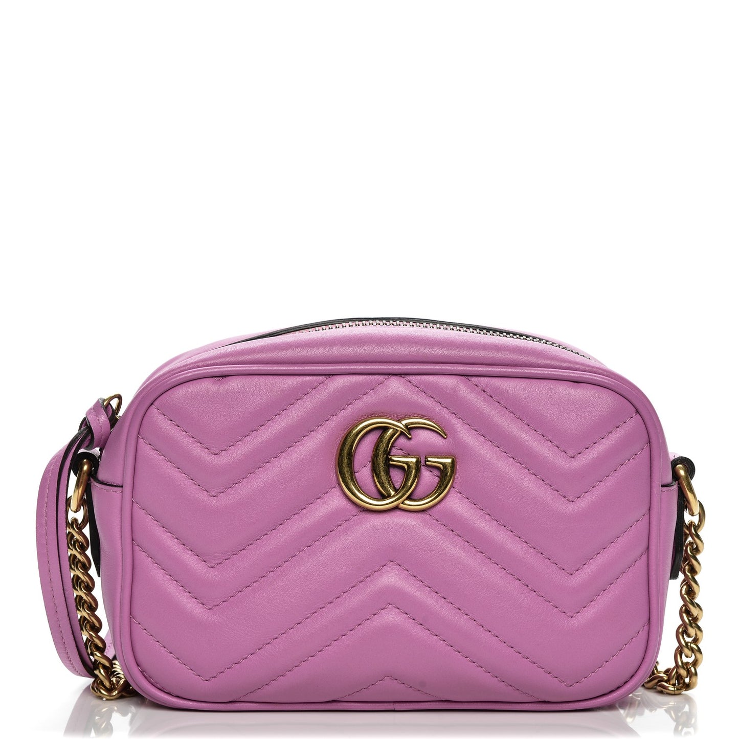 Calfskin Matelasse Mini GG Marmont Chain Shoulder Bag Candy Mousse