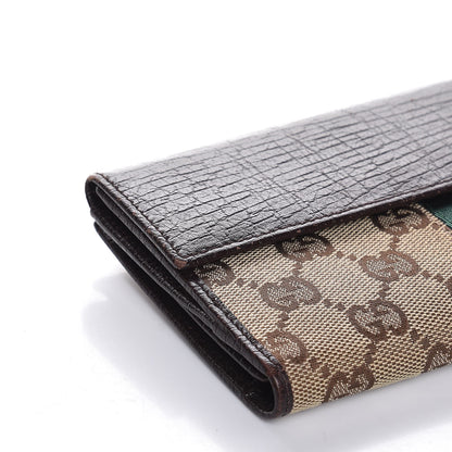 Gucci Monogram Calfskin Web Blake Continental Wallet Brown 10 of 11