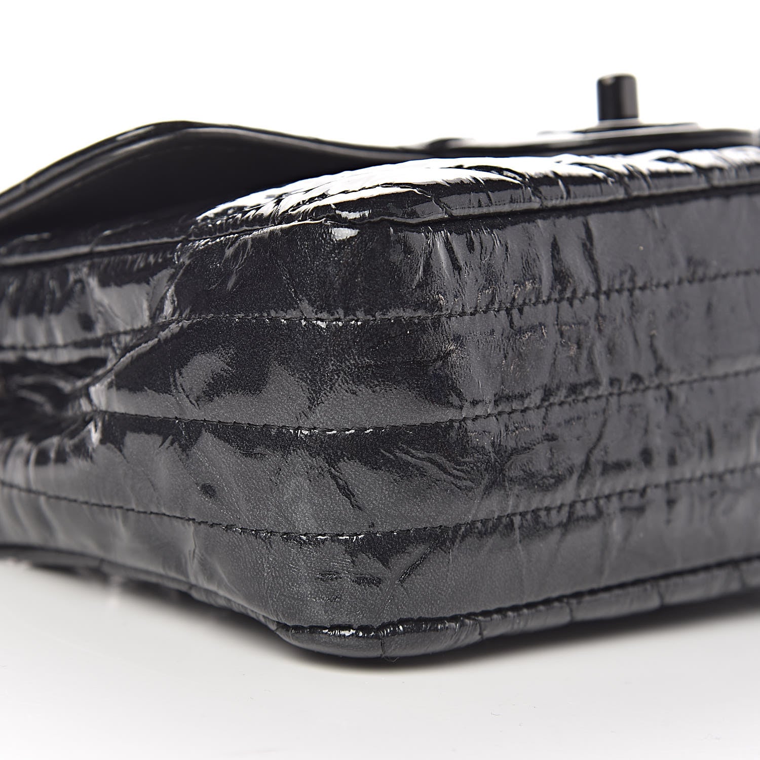 Chanel Patent Metallic Crumpled Calfskin Chevron Quilted Mini Rectangular Flap So Black 12 of 14