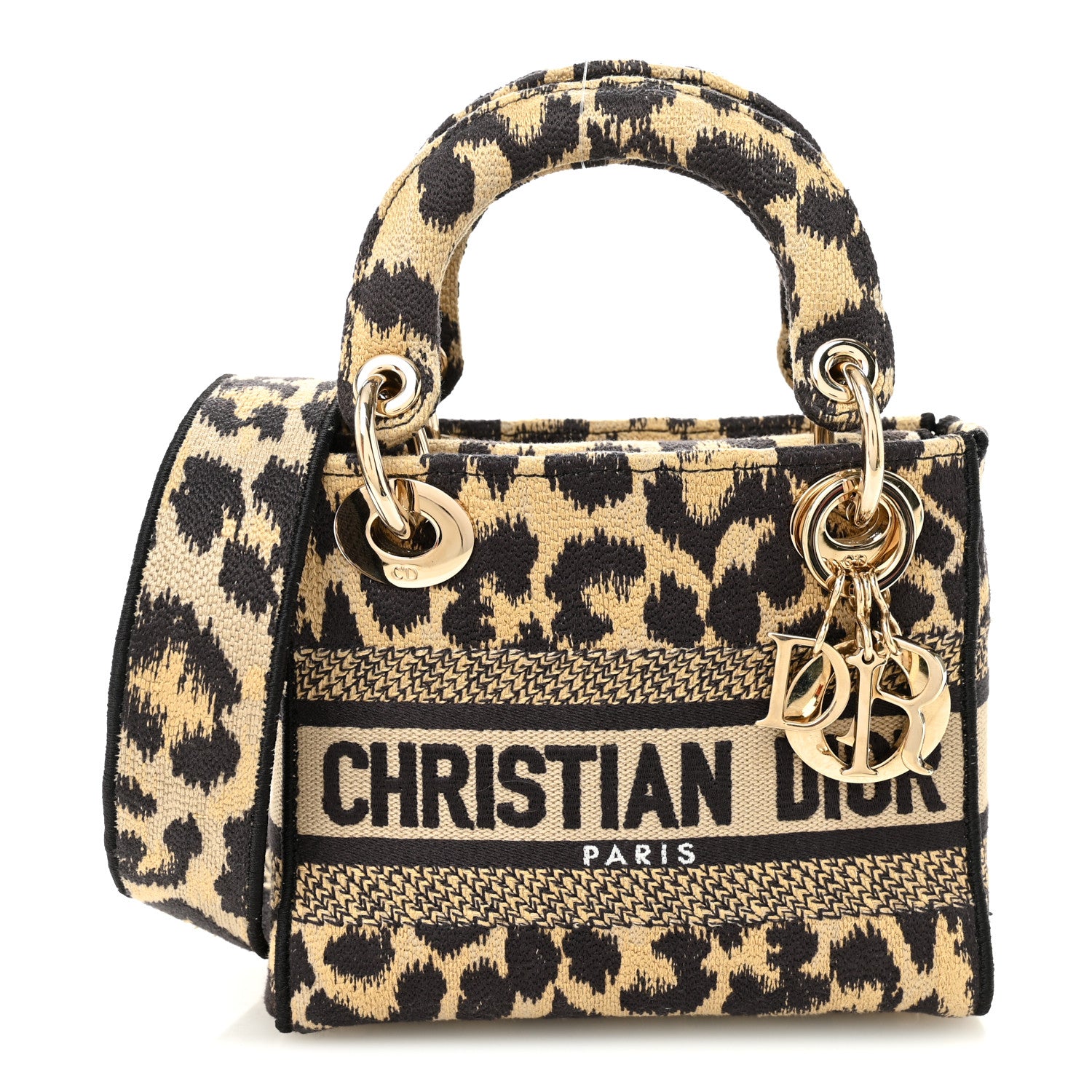 DIOR パーティーバッグ Christian Dior Beige/Black Mizza Embroidered Medium Lady D-Lite