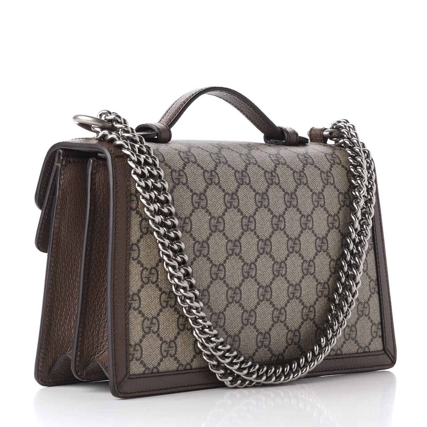 GG Supreme Monogram Textured Dollar Calfskin Top Handle Dionysus Shoulder Bag Beige Ebony New Acero