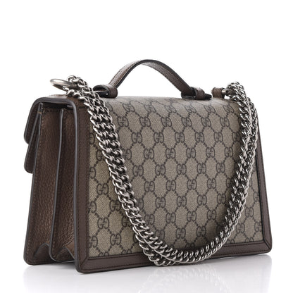 Gucci GG Supreme Monogram Textured Dollar Calfskin Top Handle Dionysus Shoulder Bag Beige Ebony New Acero 4 of 11