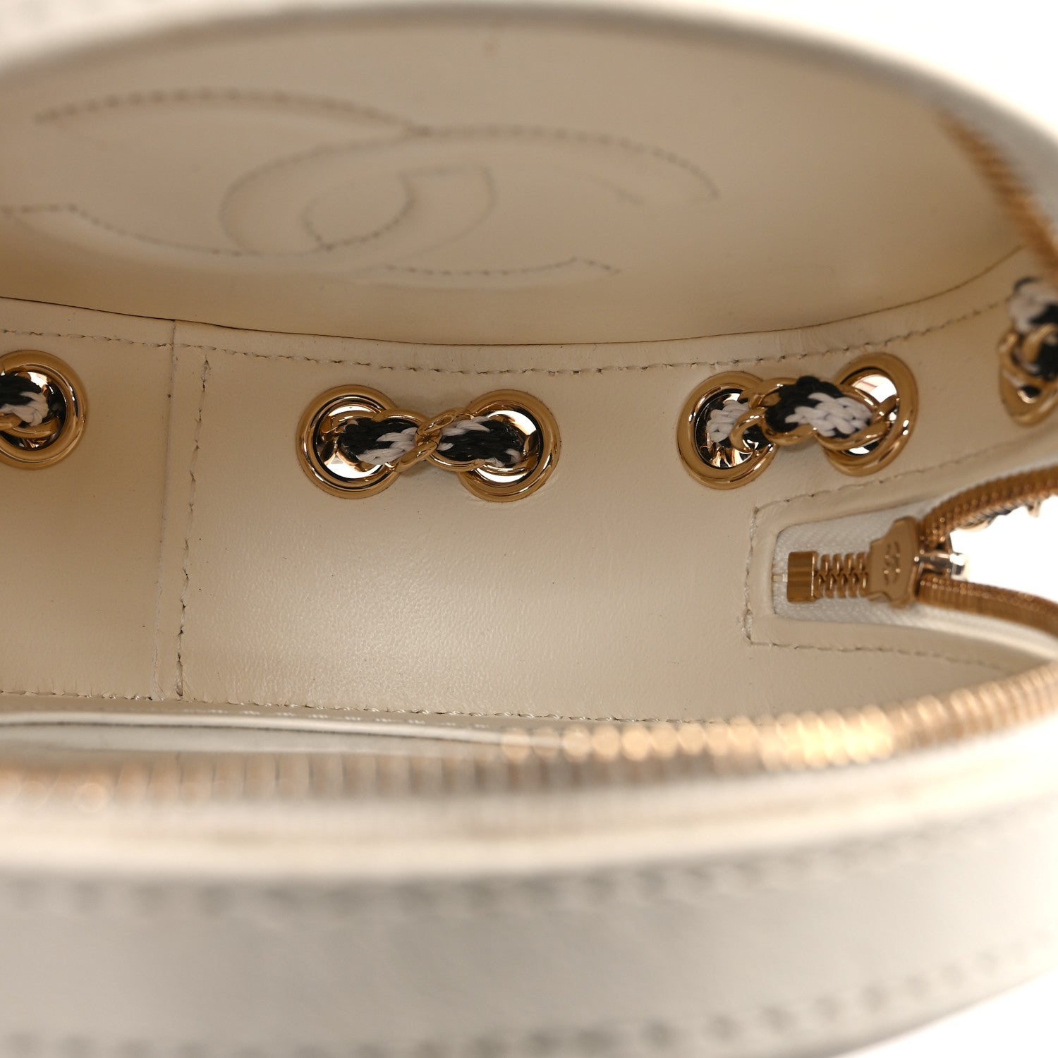 Chanel Lambskin Coco Lifesaver Round Bag Black White 5 of 10