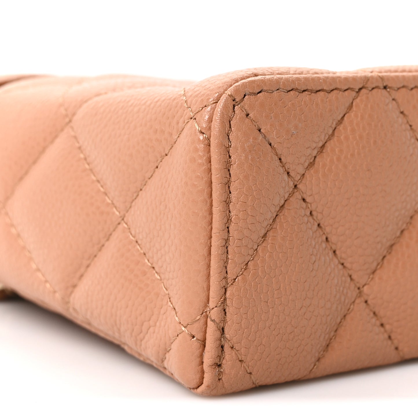 Caviar Quilted Top Handle Slim Vanity With Chain Brown