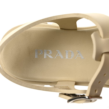Prada Foam Rubber Metal Triangle Logo Monolith 55mm Cage Sandals 39 Quarzo 7 of 8