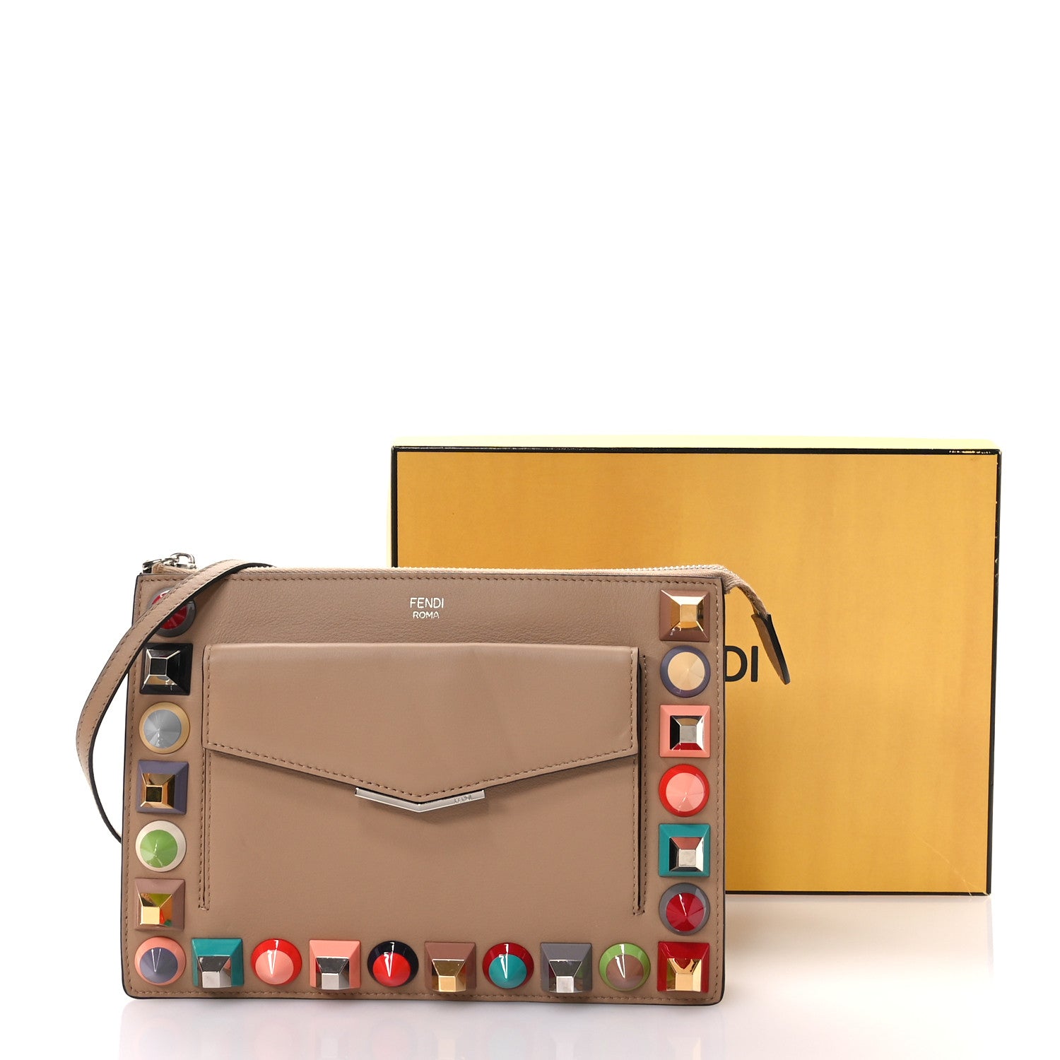 Fendi Vitello Dolce Studded Mini 2Jours Pouch Cuoio Multicolor 12 of 12