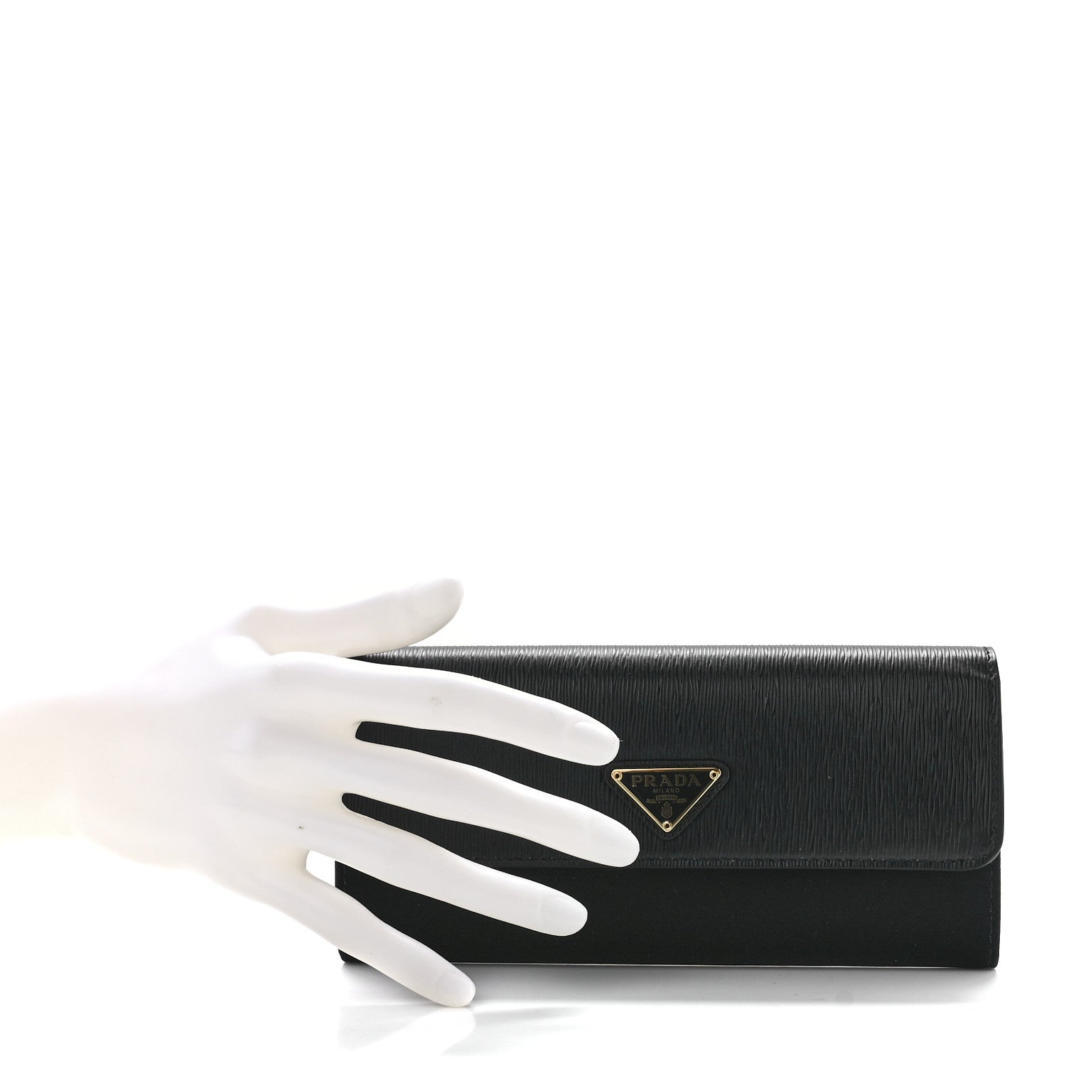 Prada Vitello Move Triangle Logo Continental Flap Travel Wallet Black 2 of 13
