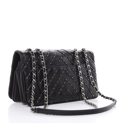 Chanel Calfskin Studded Chevron Quilted Flap Black 3 of 16