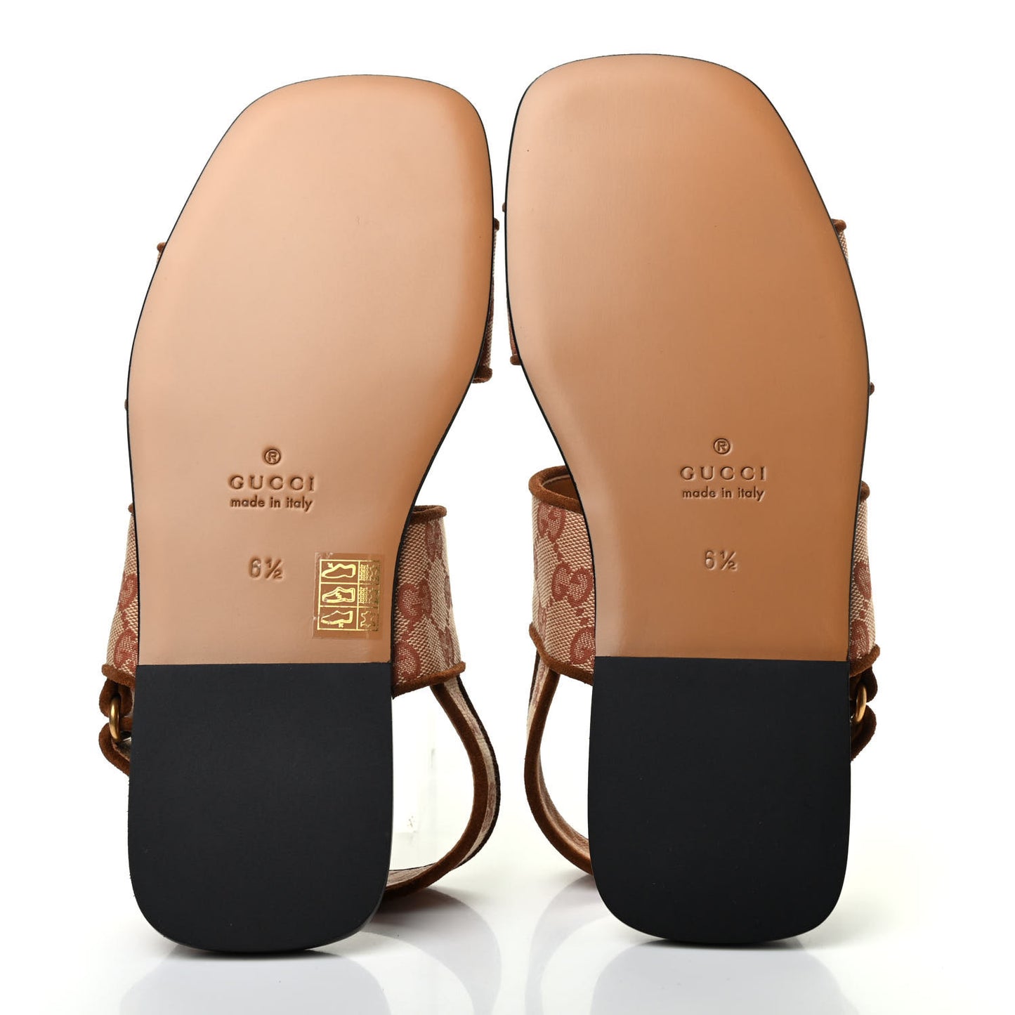 Canvas GG Monogram Mens Slingback Flat Sandals 6.5 Beige Ruggine Cuir