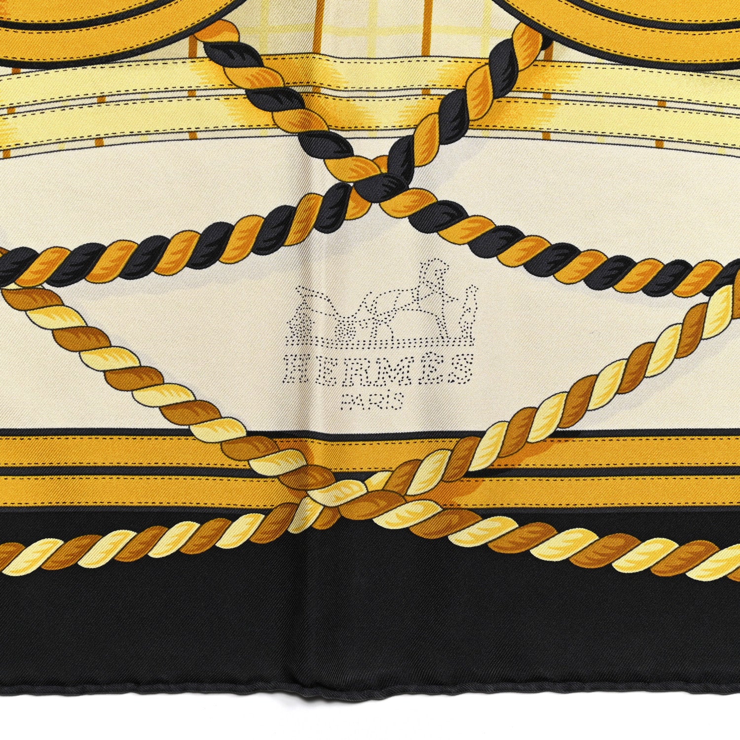 Hermes Silk Grande Tenue Scarf Wash 90 Black Cream Gold 2 of 6