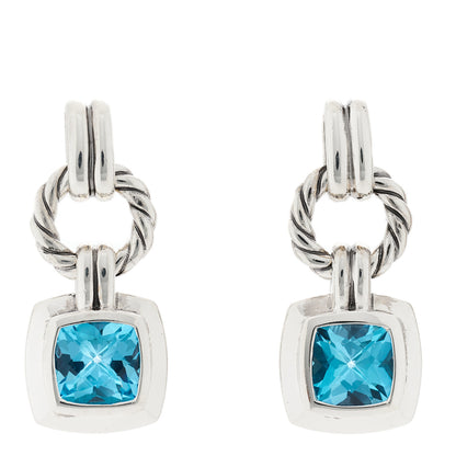 David Yurman Sterling Silver Blue Topaz 7mm Renaissance Drop Earrings 1 of 5