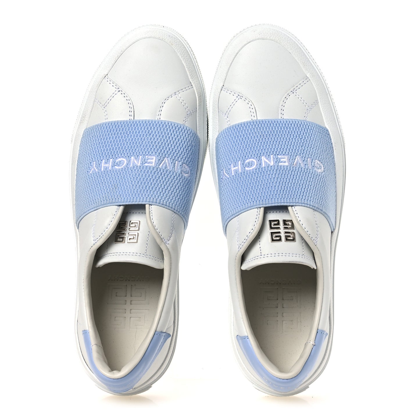 Calfskin Band Logo Womens City Sport Sneakers 38 White Blue