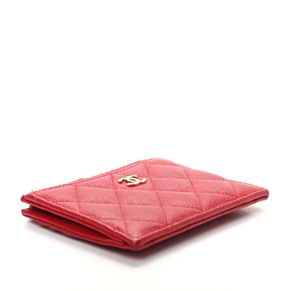 Chanel Caviar Quilted CC Zip Card Holder Red 4 of 8