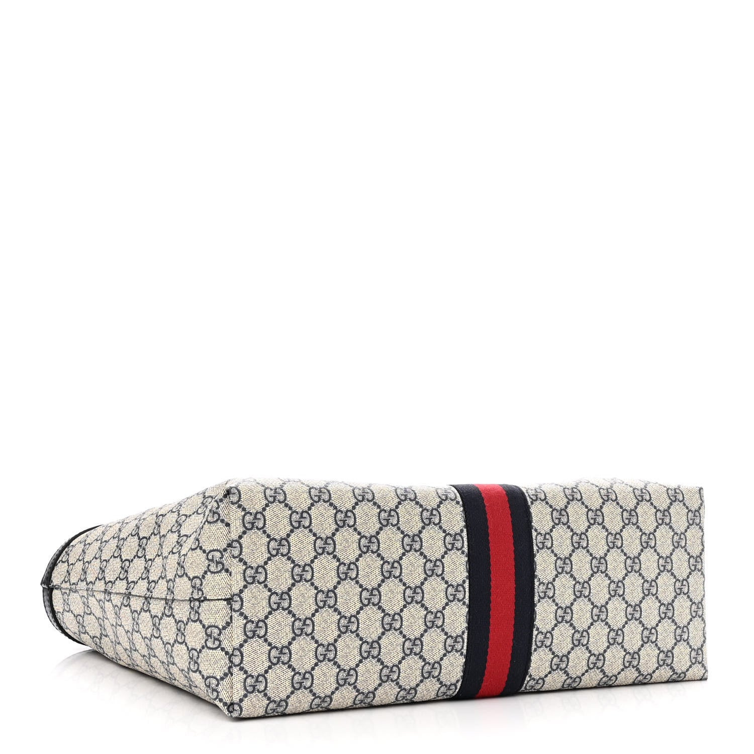 Gucci GG Supreme Monogram Textured Calfskin Web Medium Ophidia Shopping Tote Beige Blue 4 of 10