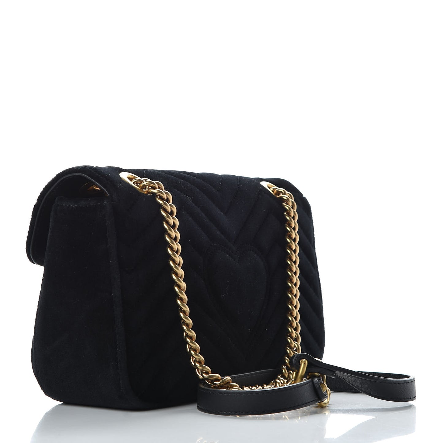 Velvet Matelasse Marquise Crystals Embroidered Small GG Marmont Shoulder Bag Black
