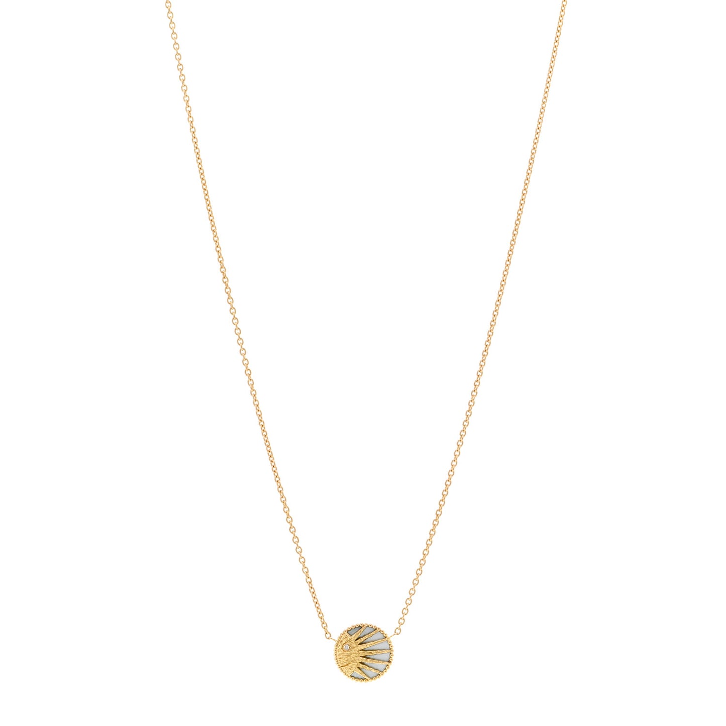 18K Yellow Gold Diamond Black Onyx Mother of Pearl Rose Celeste Pendant Necklace