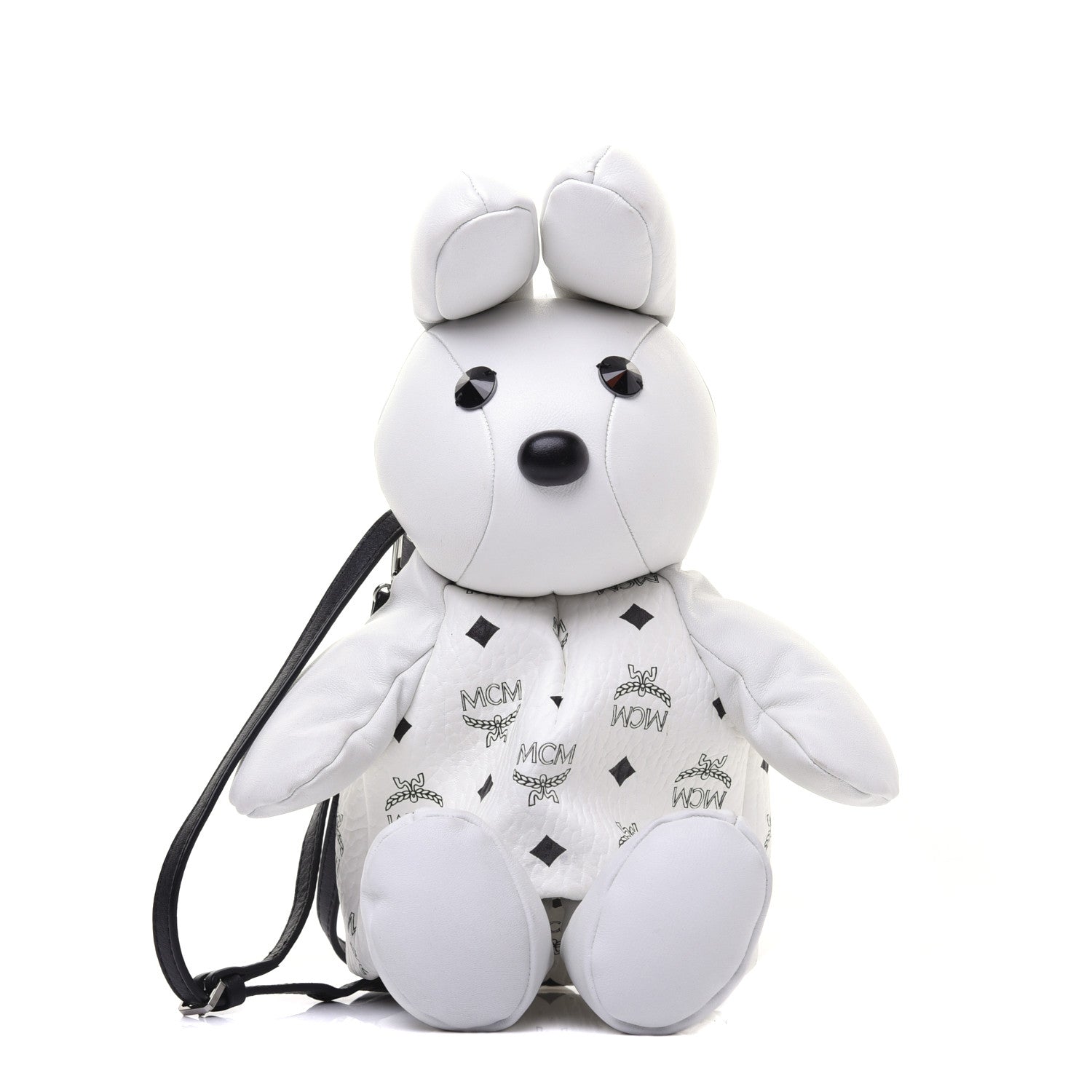 MCM Calfskin Visetos Rabbit Zoo Doll Crossbody White 1 of 20
