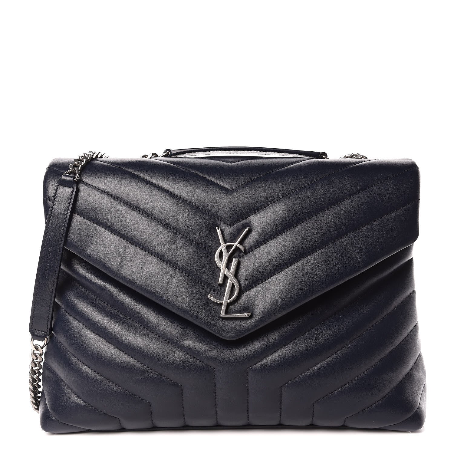 Saint Laurent Calfskin Y Quilted Monogram Medium Loulou Chain Satchel Medium Blue 1 of 14
