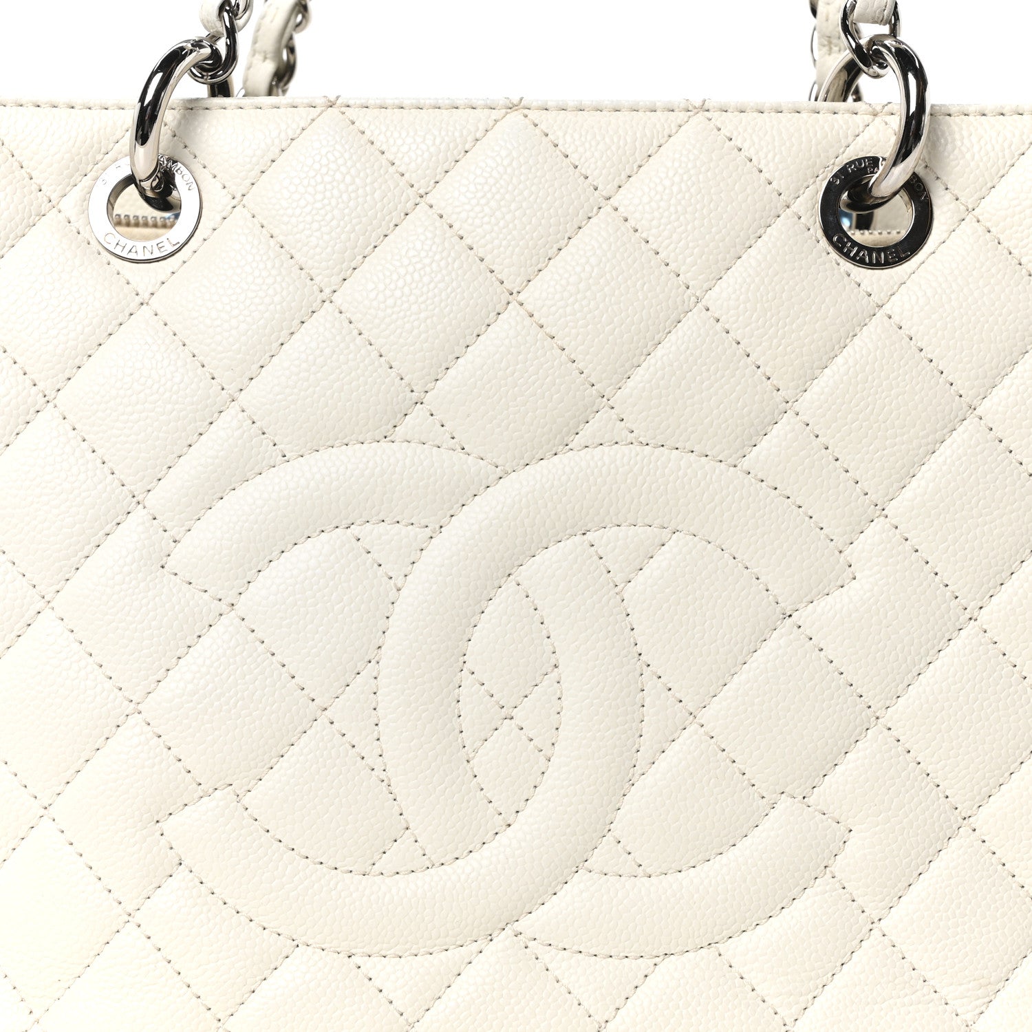 Chanel Caviar Quilted Grand Shopping Tote GST White 8 of 10