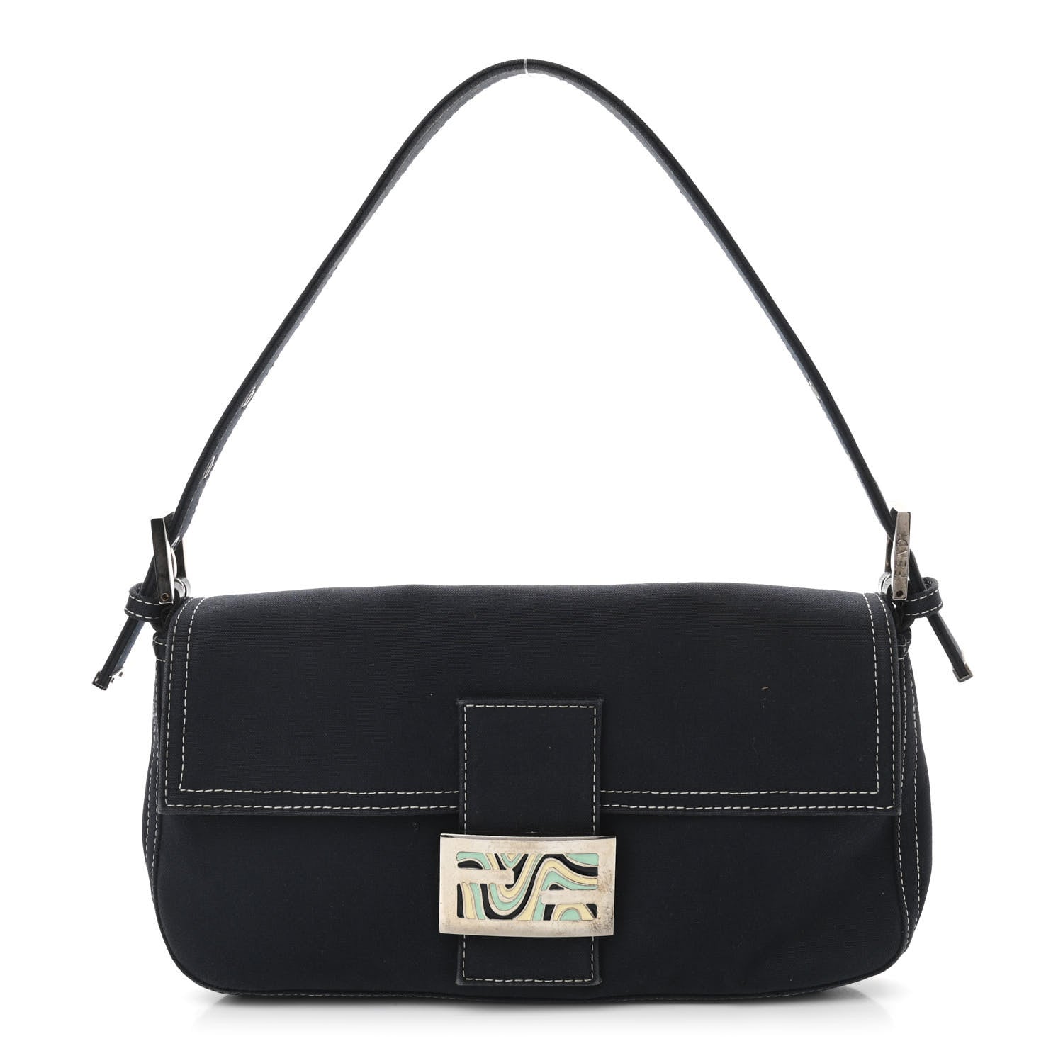 Fendi Denim Baguette Blue 1 of 10