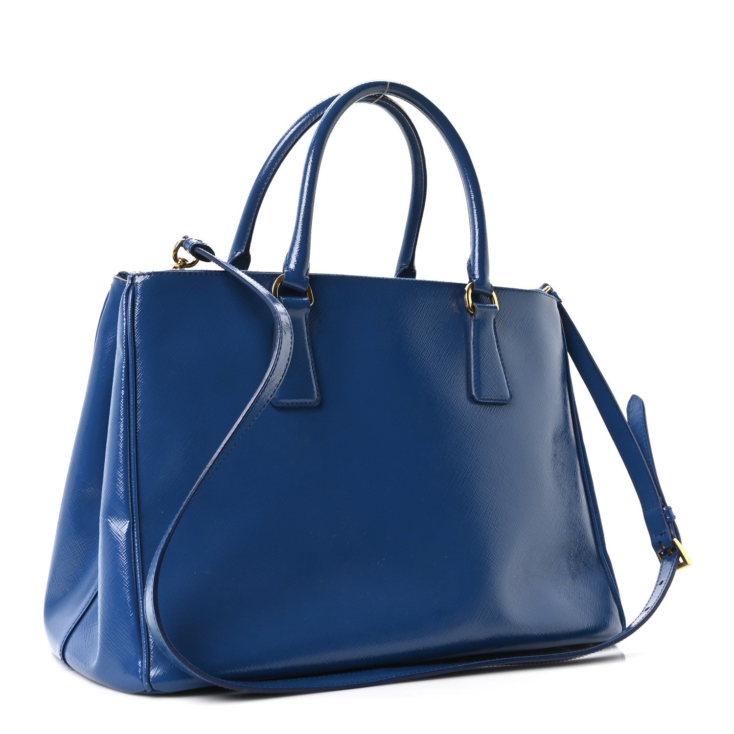 Prada Saffiano Vernice Medium Galleria Double Zip Azzurro Azzurro 3 of 10