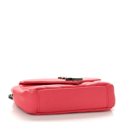 Saint Laurent Grained Calfskin Matelassé Chevron Monogram Classic Baby Chain Bag Coral Pink 4 of 8