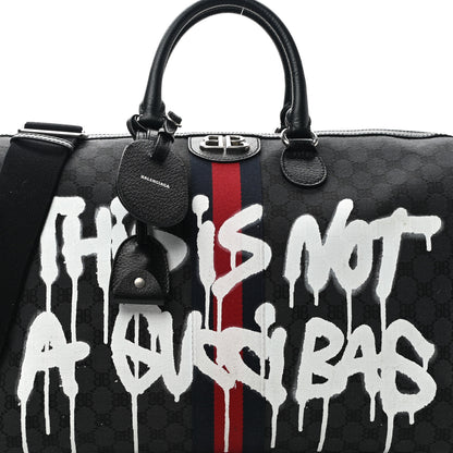 Gucci X BALENCIAGA BB Monogram Web Graffiti Medium Ophidia Carry-On Duffle Bag Black 8 of 10