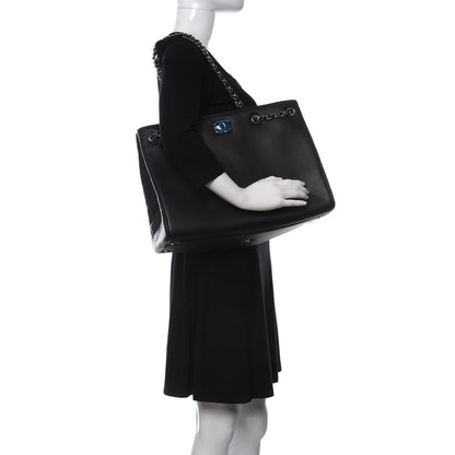 Chanel Calfskin Woven Chain Large Shopping Bag Black 2 of 10