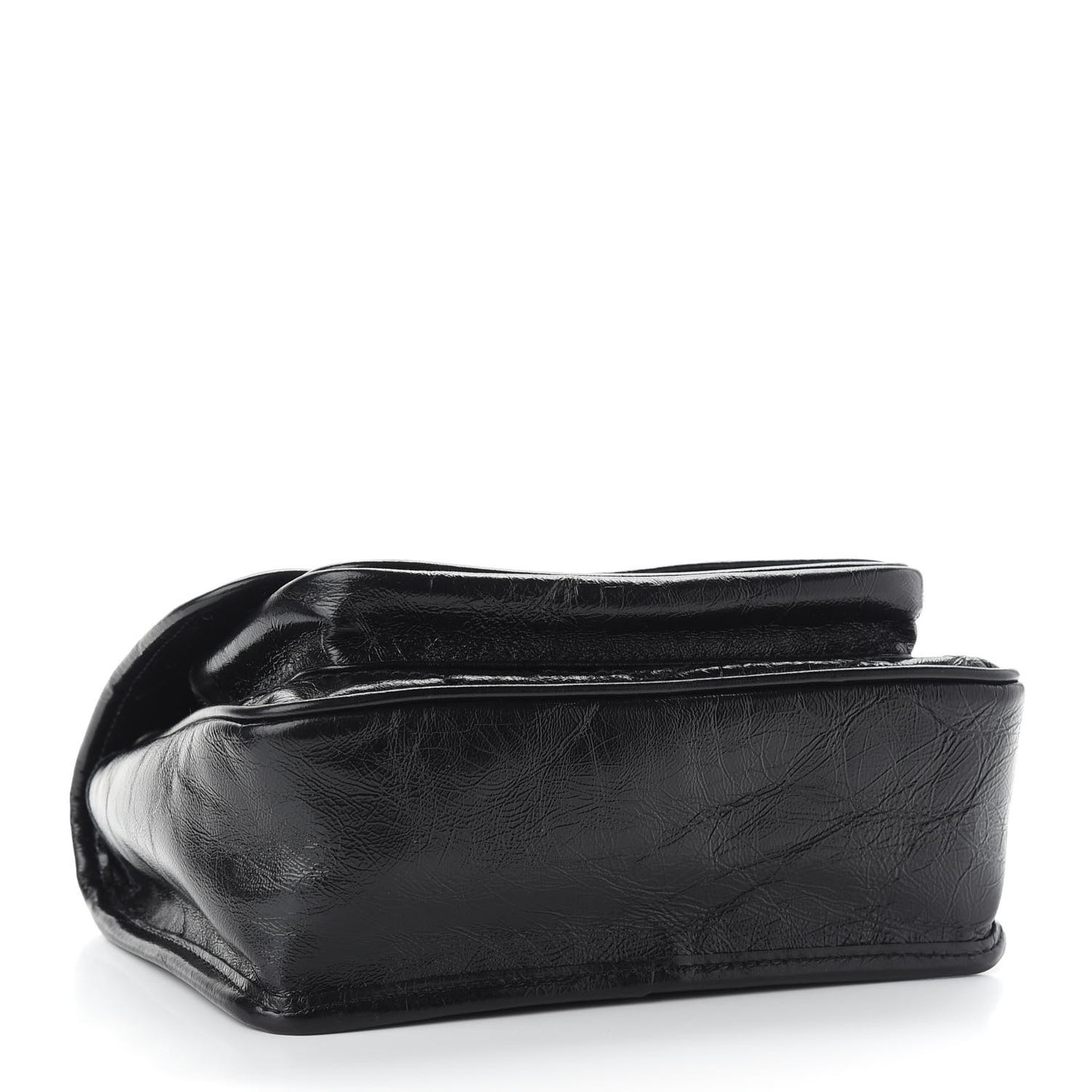 Crinkled Calfskin Matelasse Monogram Baby Niki Chain Satchel Black
